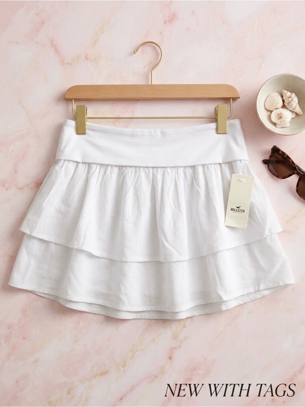 Hollister White Layered Ruffle Mini Skirt S